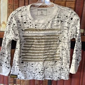 Switch Remarkable brand Cotton‎ T-Shirt Razor Slashed Zipper Accent long sleeve